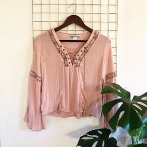 Nordstrom Front Lace Up Bohemian Blouse